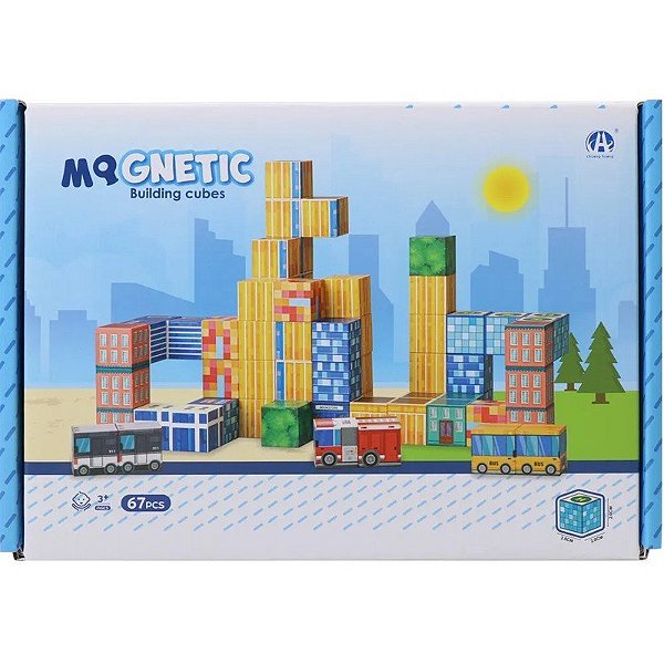 Jogo de Cubos Magnéticos de Construção Chuang Huang - CH1432 (67 peças)
