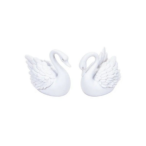 Par de Cisnes Decorativos de Resina Branco