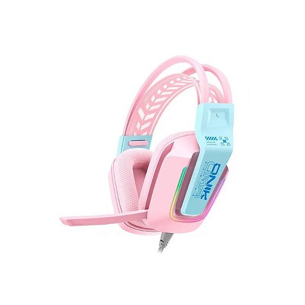 Fone P2 Onikuma X13 com Microfone USB Rosa RGB 50MM
