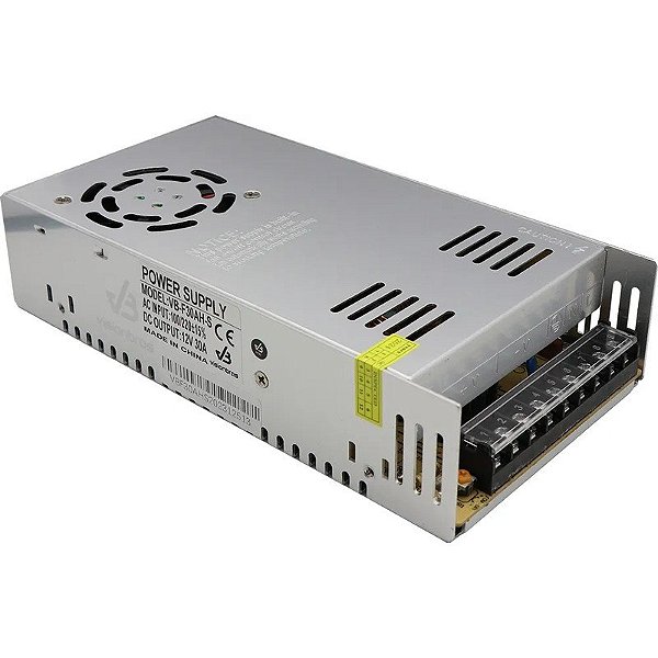 Fonte de Alimentação Chaveada Visionbras 12V 30Ah para CCTV - VB-F30AH-S (Bivolt)