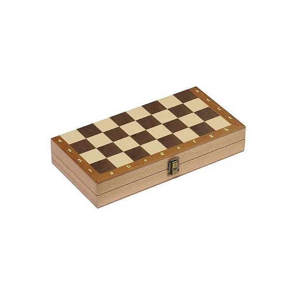 Jogo de Xadrez, Damas e Gamão de Madeira Magnético 40cm
