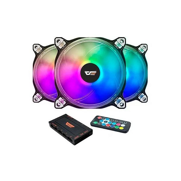 Kit Cooler Fan Aigo Darkflash CF8 Pro 3 Em 1 Com Controladora Argb
