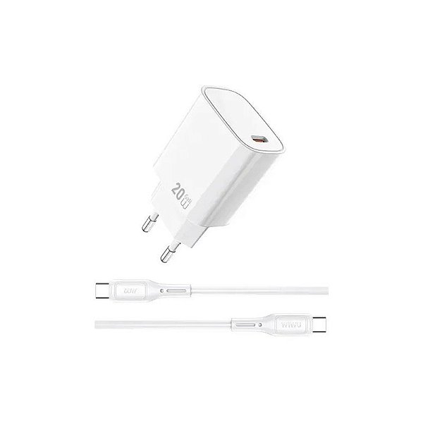 Cabo Wiwu Carregador com USB-C para USB-C WI-G007 - Branco