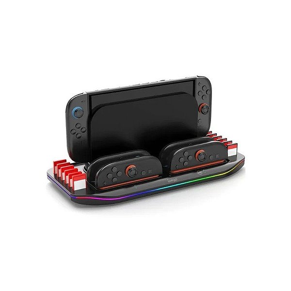 Carregador Multifuncional para Nintendo Switch 2 para 4 Joysticks com 12 Slots RGB