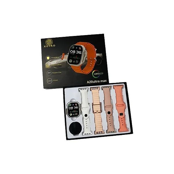 Relógio Smart A20 Ultra Max com Chip/Câmera - 4 Pulseiras