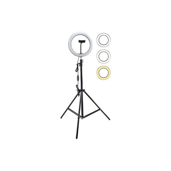 Anel de LED Satélite A-MK10 com 3 Suportes + Tripé de 2,10 M