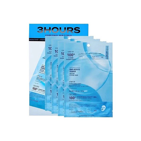 Máscara Facial VT Cosmetics Hydrop Reedle Shot 100HL 2-Steps Hidrogel - 4 Unidades