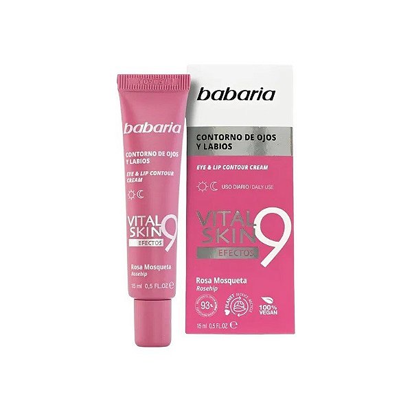 Creme para Contorno dos Olhos e Lábios Babaria Vital Skin Rosa Mosqueta - 15ML