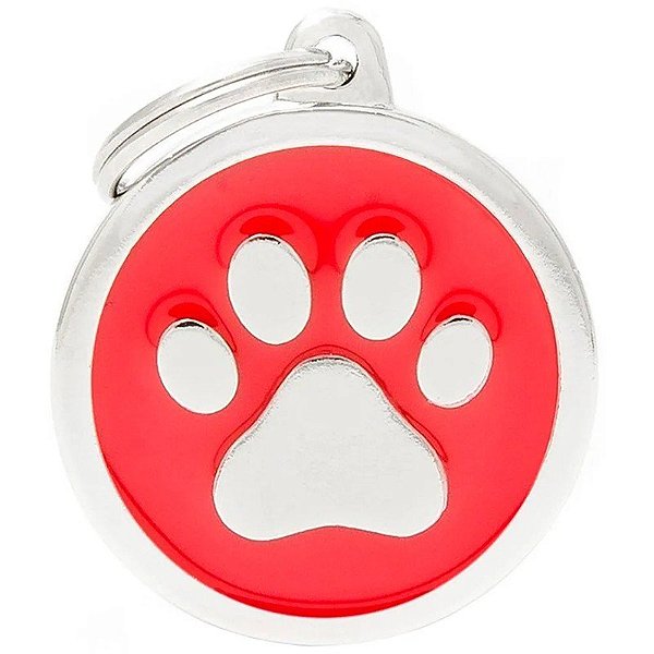 Placa de identificación MyFamily Círculo Grande CH17REDPAW - Vermelha