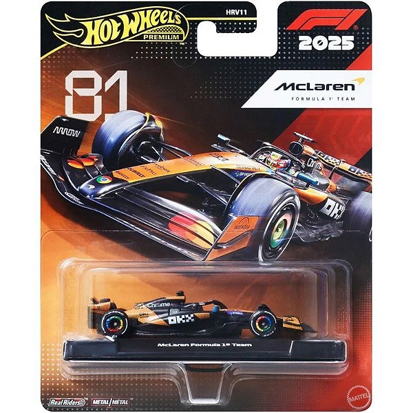 Carro Fórmula 1 McLaren Team Hot Wheels Premium - Mattel HRV11 JKD81