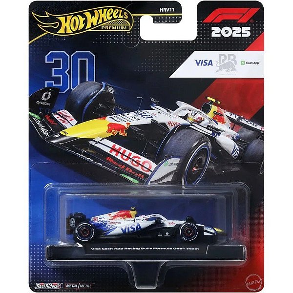 Carrinho de Fórmula 1 Visa Cash App Racing Bulls Hot Wheels Premium - Mattel HRV11 JKD79