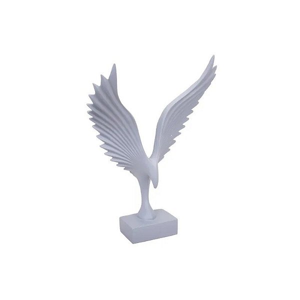 Estátua Decorativa de Pássaro em Resina 33 CM Cinza