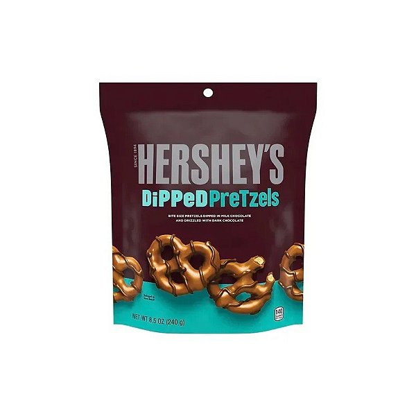 Pacote de Pretzels Hersheys com Cobertura de Chocolate Ao Leite 240G