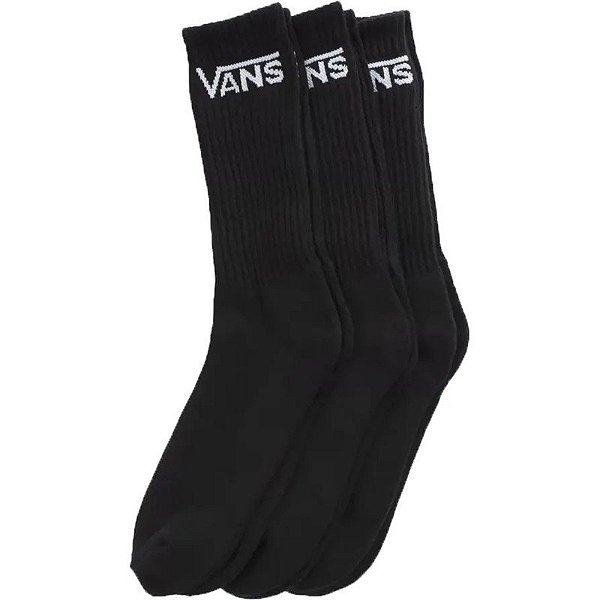 Meias Vans Classic Crew VN-000F0XBLK (3 Pares)