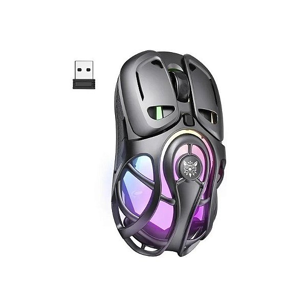 Mouse Gamer Onikuma DM02 RGB Sem Fio Cinza