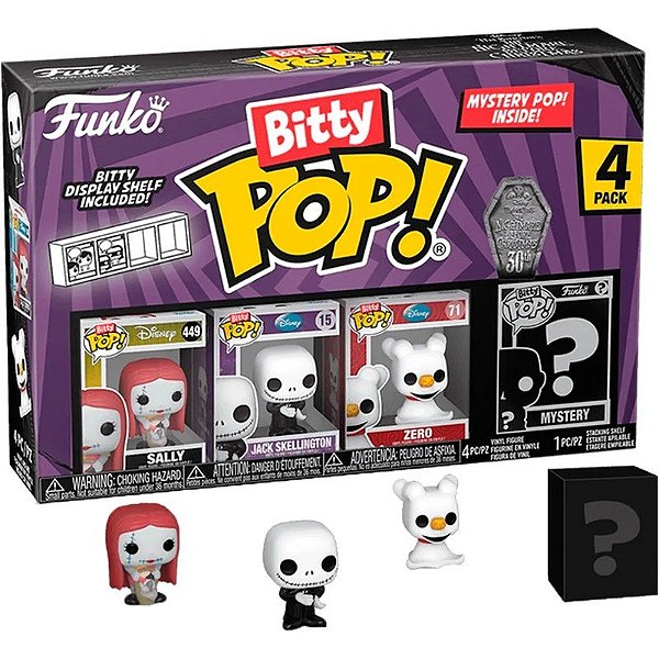 Kit de Bonecos Sally / Jack / Zero - The Nightmare Before Christmas - Funko Bitty POP! 4 Peças