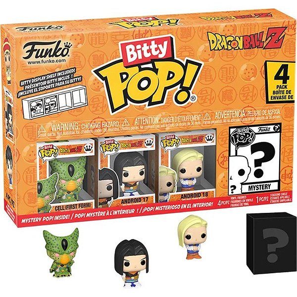 Bonecos Cell/ Android 17/ Android 18 - Dragon Ball Z Funko Bitty POP! 4 Peças