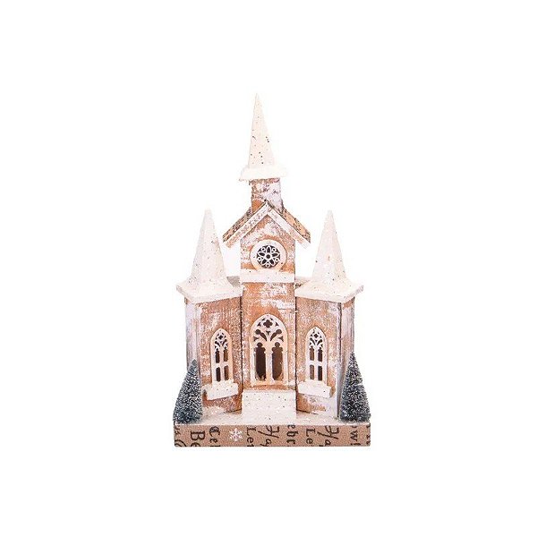 Casa Natalina com Luz a Pilha de Madeira com Neve 46CM X 26CM