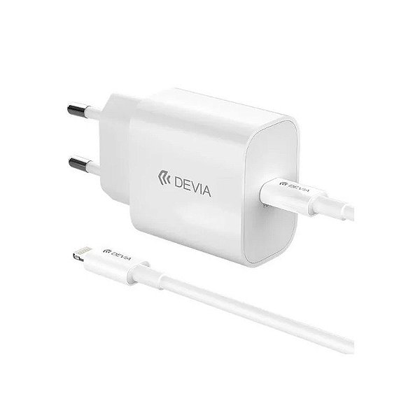 Carregador Devia 30W com Cabo USB-C A Lightning - Branco