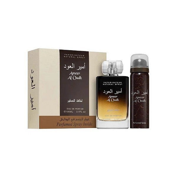 Perfume Lattafa Ameer Al Oudh Eau de Parfum 100ml + Spray Corporal - Unissex