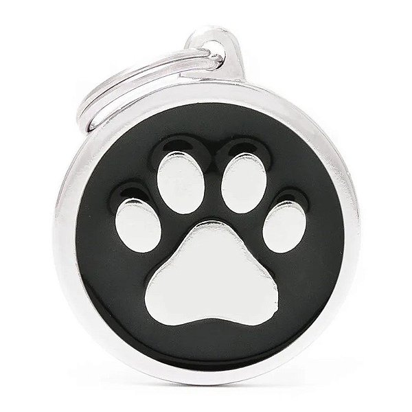 Placa de Identificação MyFamily Classic Círculo Grande CH17BLACKPAW