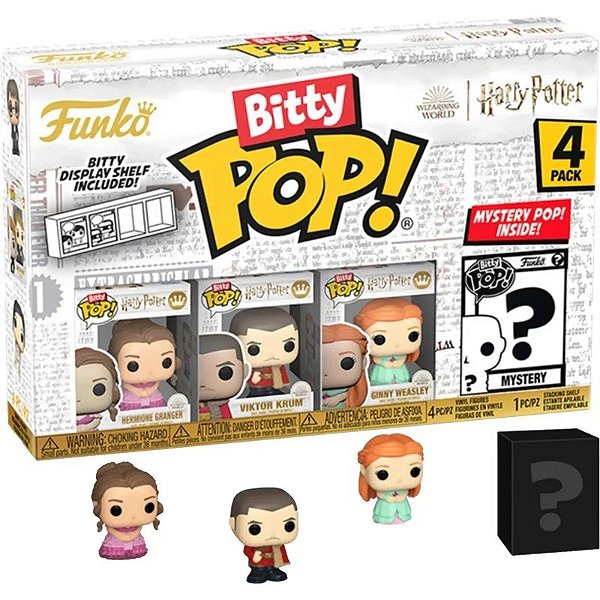 Bonecos Hermione Granger/Viktor Krum/Ginny Weasley - Harry Potter - Funko Bitty Pop! Pacote com 4 peças