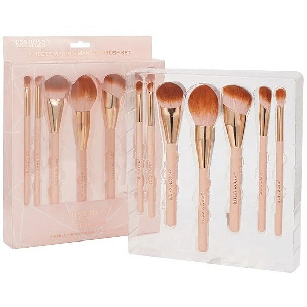Kit Pincéis Miss Rôse MakeUp Brush 7201-010M (7 Unidades)
