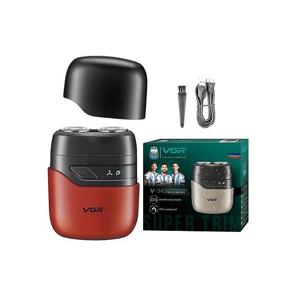 Barbeador Elétrico VGR V-345 5W Recarregável Vermelho