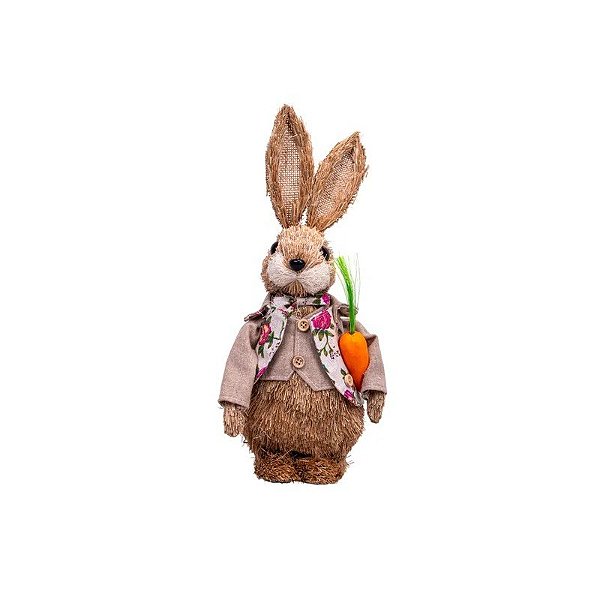 Coelhos Decorativos de Páscoa com Traje e Cenoura 16X13X36 CM