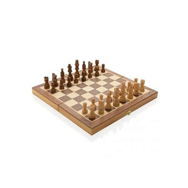 Jogo de Xadrez de Madeira Dobrável Magnético 30 CM