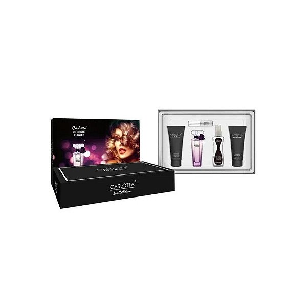 Kit Perfume Feminino Carlotta Meia-Noite Flor 5 Peças