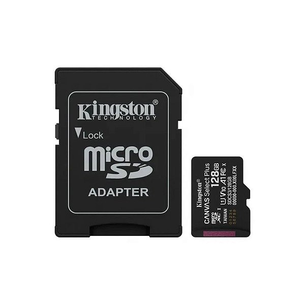 Cartão MicroSD 128GB Kingston 150MB/s SDCS3/128GB Canvas Plus