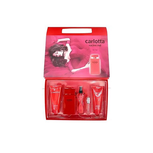 Kit Perfume Feminino Carlotta Narciso Rouge 5 Peças
