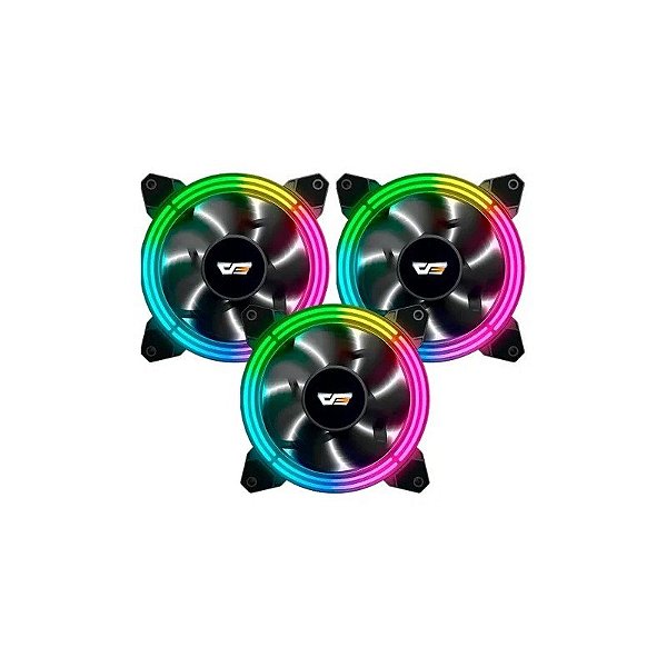 Kit Cooler Fan Aigo Darkflash DR12 3 Em 1 RGB com Controladora