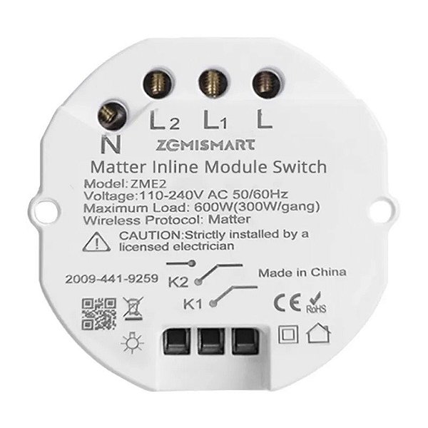Modulo ZemiSmart con Doble Canal ZME2 (HMO02SM) 600W Blanco