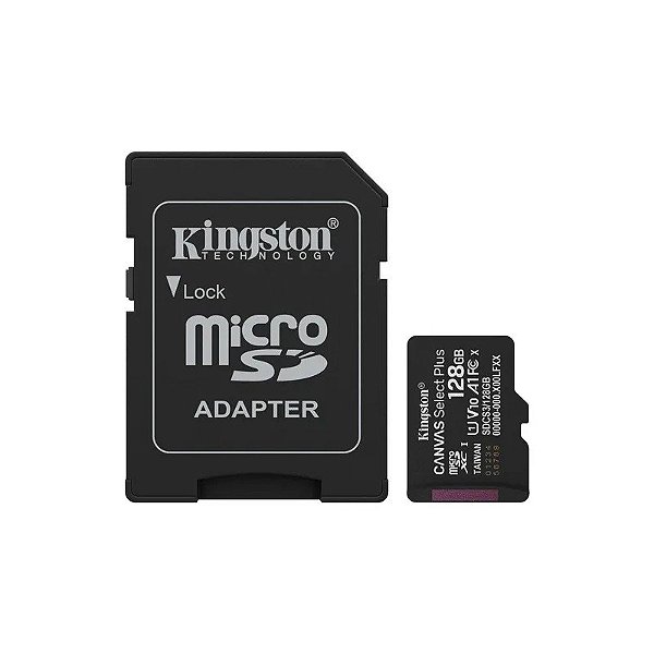 Cartão de Memória MicroSD Kingston Canvas Select Plus 150MB/s C10 128 GB - Preto (SDCS3/128GB)