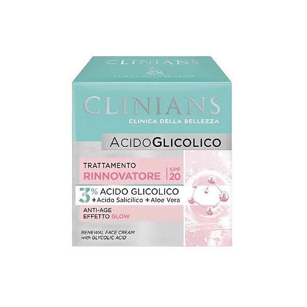 Creme Facial Clinians com Ácido Glicólico FPS 20 - 50 ML