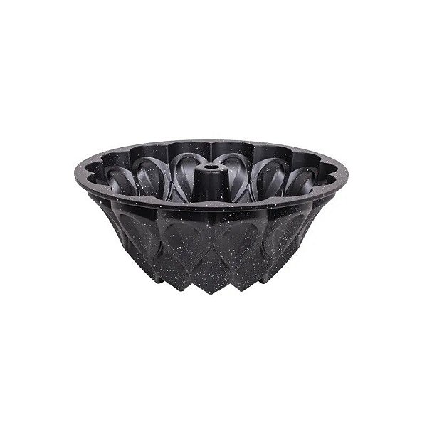 Forma Redonda Antiaderente Crown Bundt para Bolo, 24X10CM, Preta