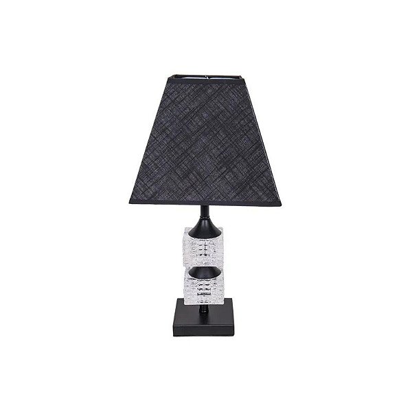 Abajur Decorativo em Tecido Trançado com Base Metálica Preto
