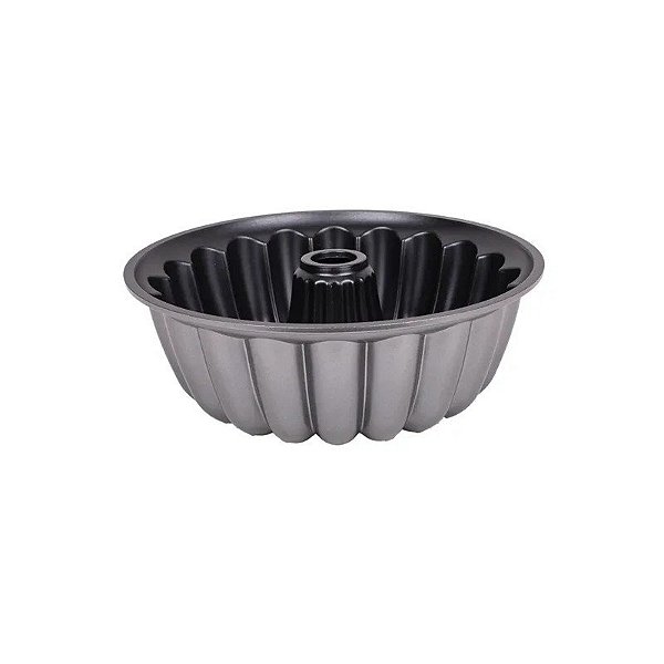 Forma Redonda Antiaderente para Bolo Bundt, 24X9CM, Prateada