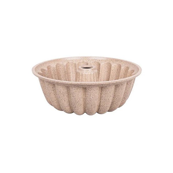 Forma Redonda Antiaderente para Bolo Bundt, 24x9cm, Bege