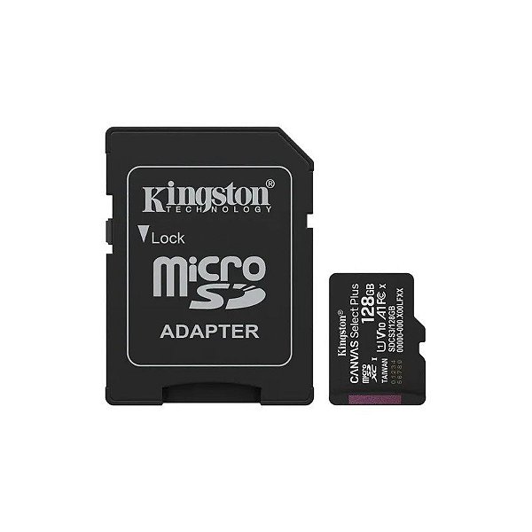 Cartão de Memória Micro SD Kingston 128GB SDXC/SDCS3 Canvas 150MB/s