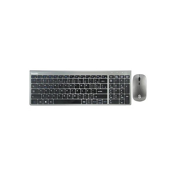 Kit Mouse e Teclado Smartfy TW01B - Sem Fio - Português - Cinza