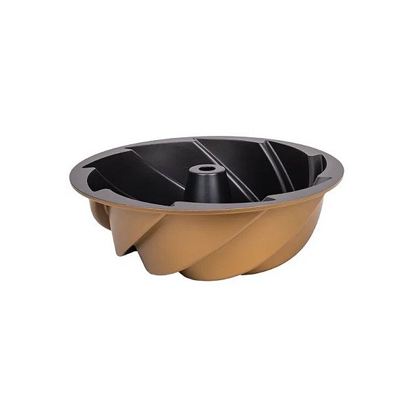 Forma Redonda Antiaderente de Espiral para Bolo Bundt, 24x8,5cm, Dourada
