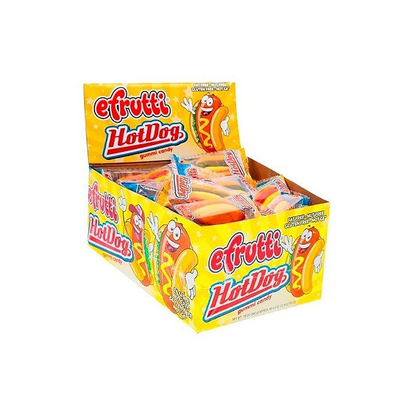 Caixa de Balas de Gelatina Efrutti Hot Dog Gummi 60X9G