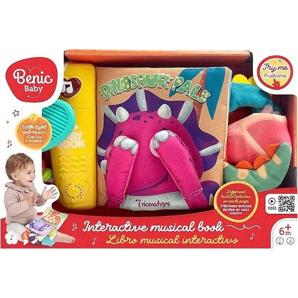 Livro Interativo Musical de Dinossauros Benic Baby - BB185-B