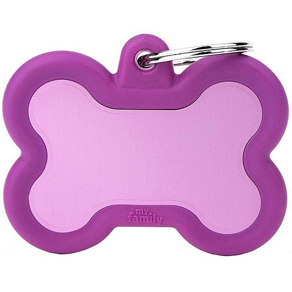 Placa de identificação MyFamily Hushtag Osso Grande HTA01 - Roxo