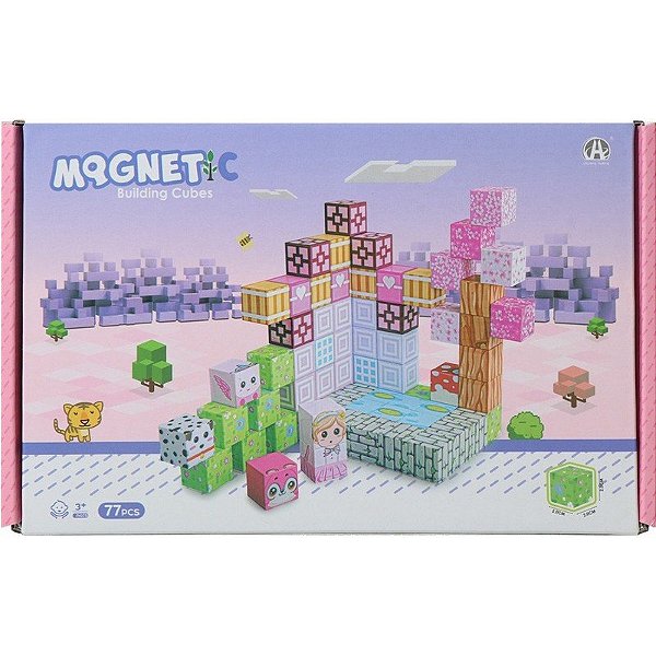 Jogo de Cubos Magnéticos de Construção Magnetic Building Cubes Chuang Huang - CH1383 (77 peças)