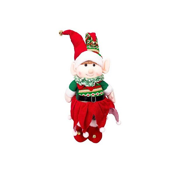 Boneco de Elfo Retrátil 50 a 60 CM Vermelho