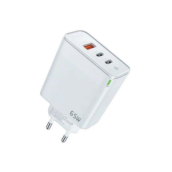 Carregador de Tomada HYEC79 65W USB-A/USB-C Bivolt